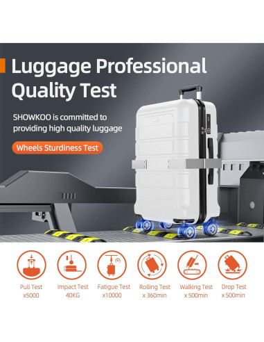 SHOWKOO Juego de Maletas Expandibles 3 Piezas PC+ABS Blancas