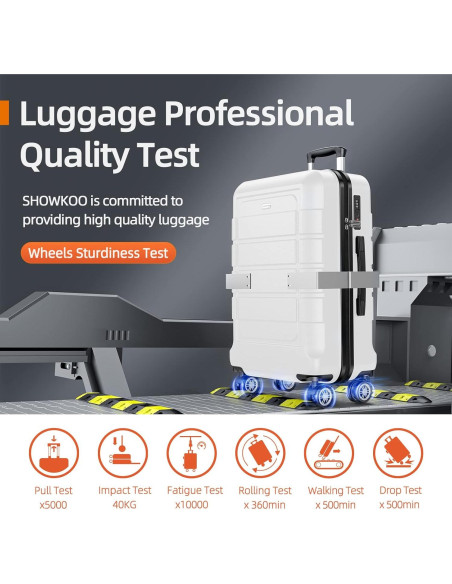 SHOWKOO Juego de Maletas Expandibles 3 Piezas PC+ABS Blancas
