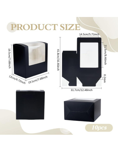 10 Cajas de Regalo para Sombreros PH PandaHall Negro 19.5x19.5x12cm