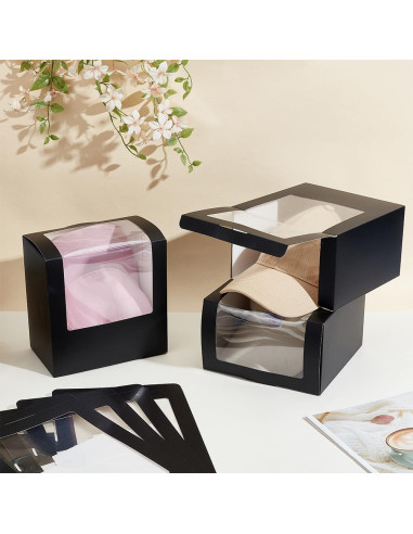 10 Cajas de Regalo para Sombreros PH PandaHall Negro 19.5x19.5x12cm
