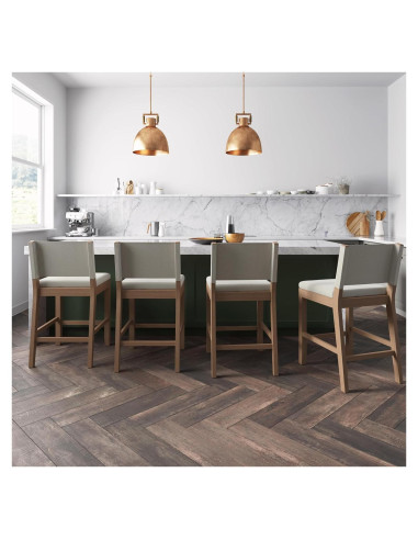 Taburete de Bar Nathan James Linus - Altura de Contracara, Juego de 4, Marrón Claro