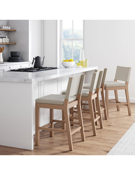 Taburete de Bar Nathan James Linus - Altura de Contracara, Juego de 4, Marrón Claro