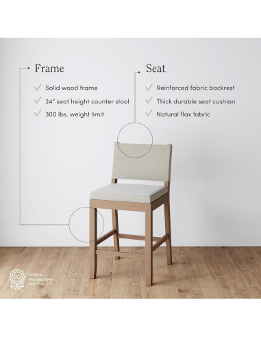 Taburete de Bar Nathan James Linus - Altura de Contracara, Juego de 4, Marrón Claro