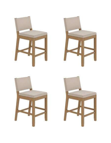 Taburete de Bar Nathan James Linus - Altura de Contracara, Juego de 4, Marrón Claro