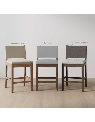 Taburete de Bar Nathan James Linus - Altura de Contracara, Juego de 4, Marrón Claro