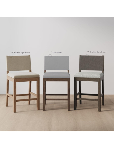 Taburete de Bar Nathan James Linus - Altura de Contracara, Juego de 4, Marrón Claro