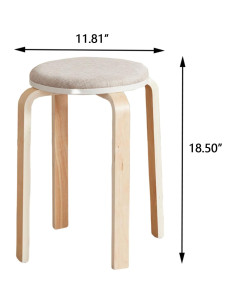Juego de 4 Taburetes Apilables HRVEOCEI de Madera Gris Claro 2