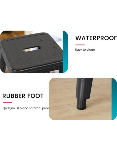 Juego de 4 Taburetes de Bar Apilables PayLessHere 76.2 cm Negro