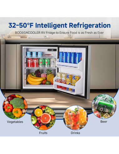 Refrigerador Portátil BODEGACOOLER 60L 12V Doble Modo Plata
