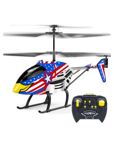 Helicóptero RC Bloolilies Azul Águila 3.5CH LED para Niños