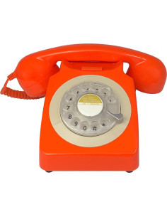 Teléfono de disco rotatorio Benotek 8007 retro naranja 2
