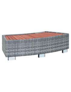 Escalón de Spa vidaXL Gris - Rattan PE y Madera Eucalipto 92x45cm