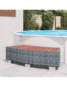 Escalón de Spa vidaXL Gris - Rattan PE y Madera Eucalipto 92x45cm 2