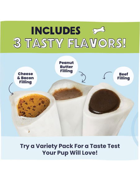 Huesos Rellenos para Perros Pawstruck - Paquete Variado 3 Sabores