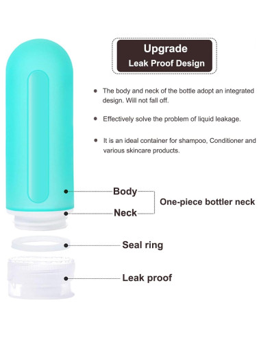 Botellas de viaje 3 oz ABUNRO a prueba de fugas 4+2 tarros