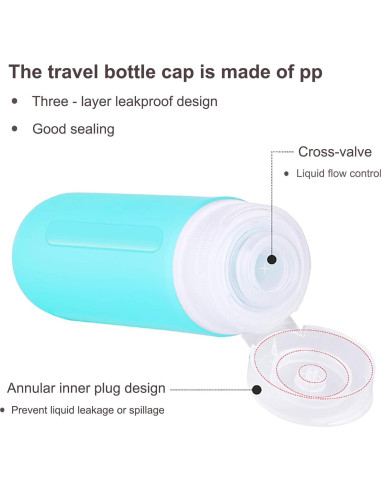 Botellas de viaje 3 oz ABUNRO a prueba de fugas 4+2 tarros