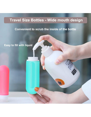 Botellas de viaje 3 oz ABUNRO a prueba de fugas 4+2 tarros