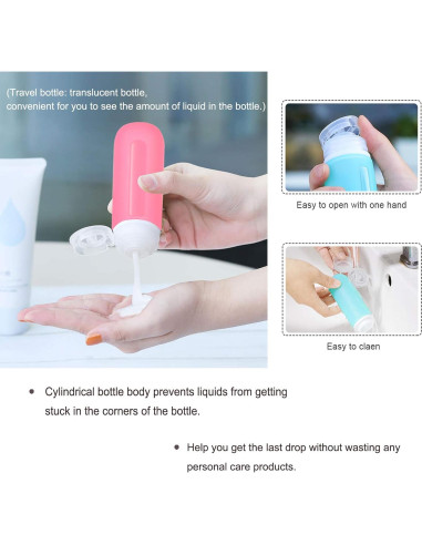 Botellas de viaje 3 oz ABUNRO a prueba de fugas 4+2 tarros