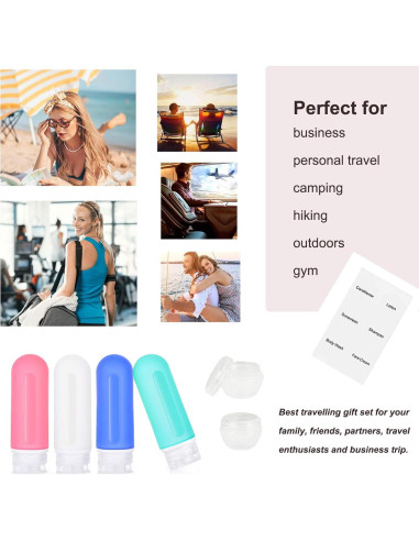 Botellas de viaje 3 oz ABUNRO a prueba de fugas 4+2 tarros