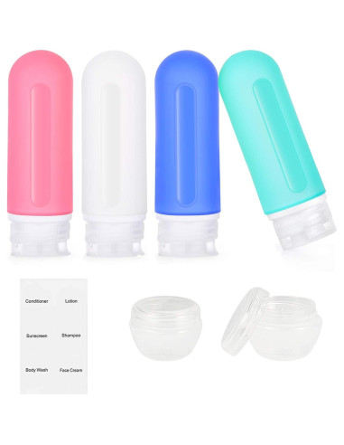 Botellas de viaje 3 oz ABUNRO a prueba de fugas 4+2 tarros