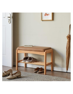 Banco de Zapatos de Madera Haya Vadisun 60x30x42 cm Natural