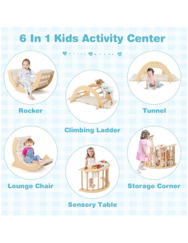 Mesa Sensorial Costzon 6 en 1 de Madera para Niños