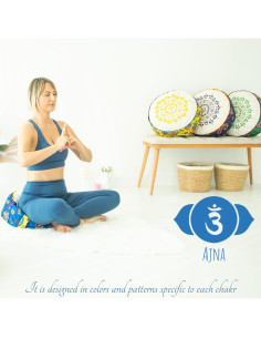 Cojín de Suelo Hecho a Mano Chakras Azul AJNA 50 cm 2