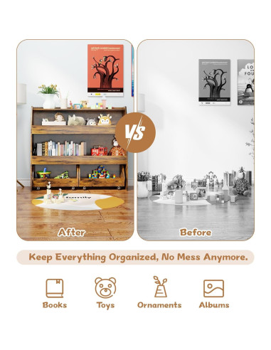 Estante Montessori COZPAW 3 Niveles para Juguetes y Libros