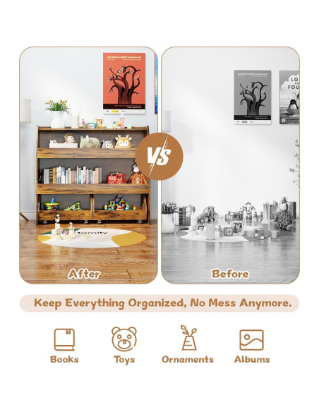 Estante Montessori COZPAW 3 Niveles para Juguetes y Libros