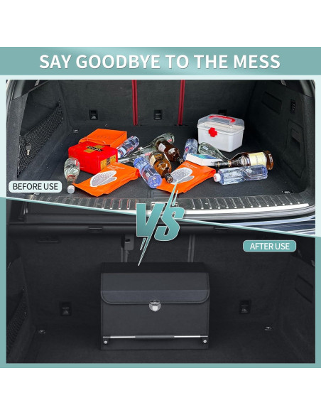 Organizador de Maletero Genérico de Cuero Negro 37L