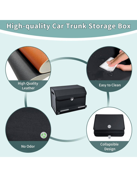 Organizador de Maletero Genérico de Cuero Negro 37L