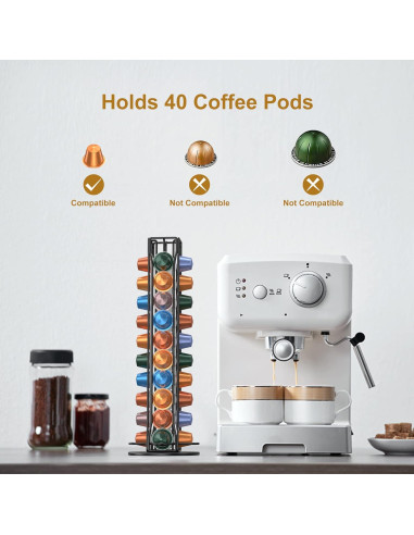 Organizador de Cápsulas de Café ZECENN para Nespresso - Negro, 40 Cápsulas