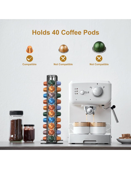 Organizador de Cápsulas de Café ZECENN para Nespresso - Negro, 40 Cápsulas