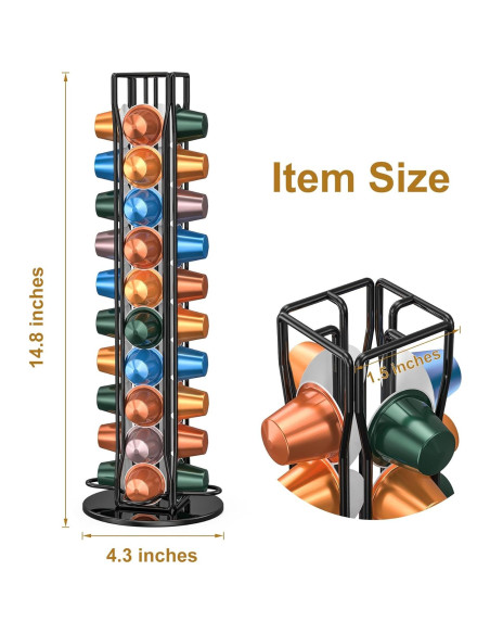 Organizador de Cápsulas de Café ZECENN para Nespresso - Negro, 40 Cápsulas