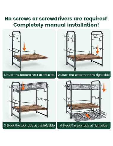 Organizador de Bar de Café Seaflash con 3 Niveles y Ganchos