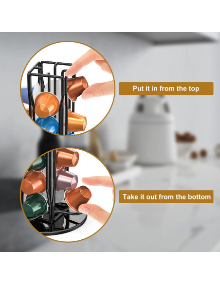 Organizador de Cápsulas de Café ZECENN para Nespresso - Negro, 40 Cápsulas