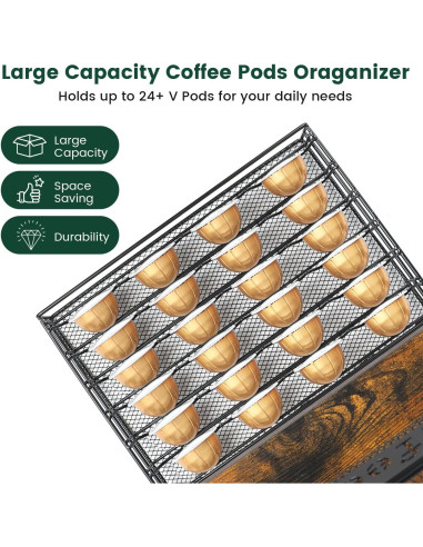 Organizador de Bar de Café Seaflash con 3 Niveles y Ganchos