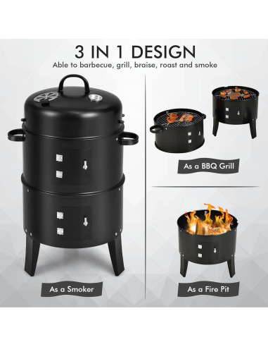 Parrilla Ahumadora Vertical Giantex 3 en 1 para Exterior