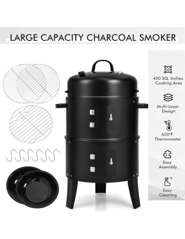 Parrilla Ahumadora Vertical Giantex 3 en 1 para Exterior