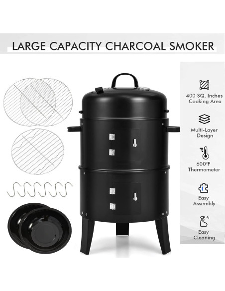 Parrilla Ahumadora Vertical Giantex 3 en 1 para Exterior