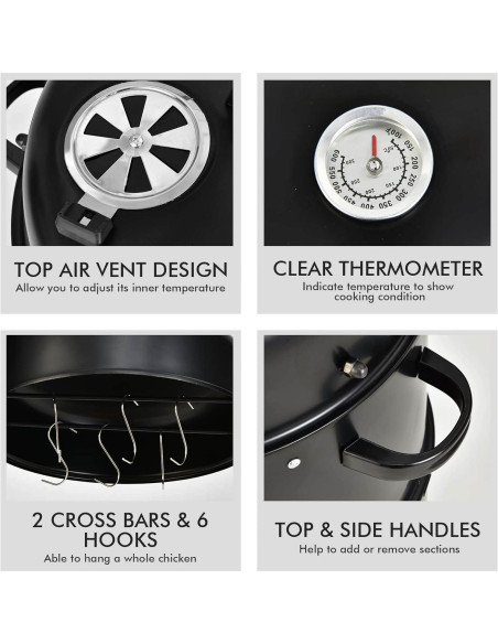 Parrilla Ahumadora Vertical Giantex 3 en 1 para Exterior