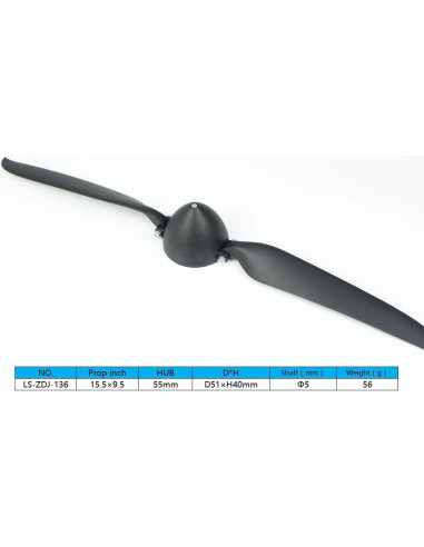 Hélice Plegable Viloga RC 39.37x24.13cm Eje 5.0mm Spinner