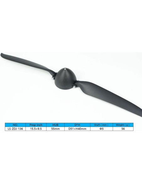 Hélice Plegable Viloga RC 39.37x24.13cm Eje 5.0mm Spinner