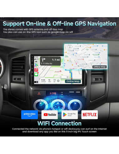 Estéreo Android Hikity 9" para Toyota Tacoma 2005-2013 GPS