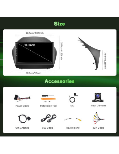 Radio Android 10" 2+64GB Fuluku para Hyundai Tucson 2010-2015