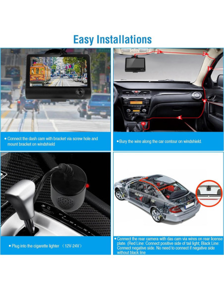 Cámara Dash 3 Canales iMounTEK 1296P Full HD Gran Angular