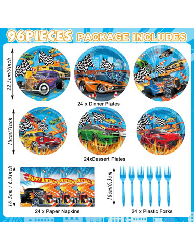 Set de Vajilla para Fiesta de Cumpleaños Autos de Carreras