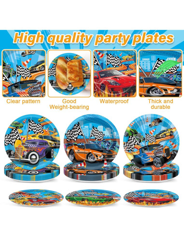 Set de Vajilla para Fiesta de Cumpleaños Autos de Carreras