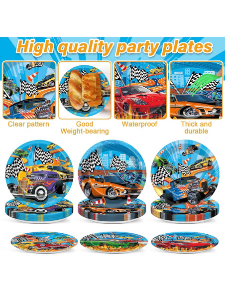 Set de Vajilla para Fiesta de Cumpleaños Autos de Carreras Set de Vajilla para Fiesta de Cumpleaños Autos de Carreras