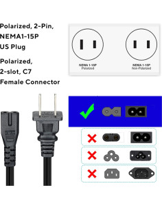 Cable de Alimentación AC Guy-Tech 1.83m para DVD Panasonic 2